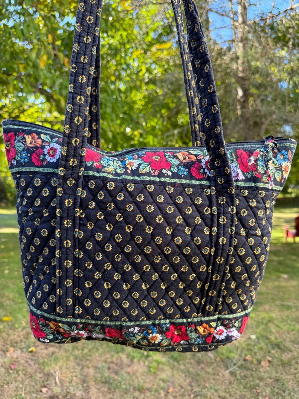 Vera Bradley Vintage 2004 Vibrant Black Villager Tote Retired